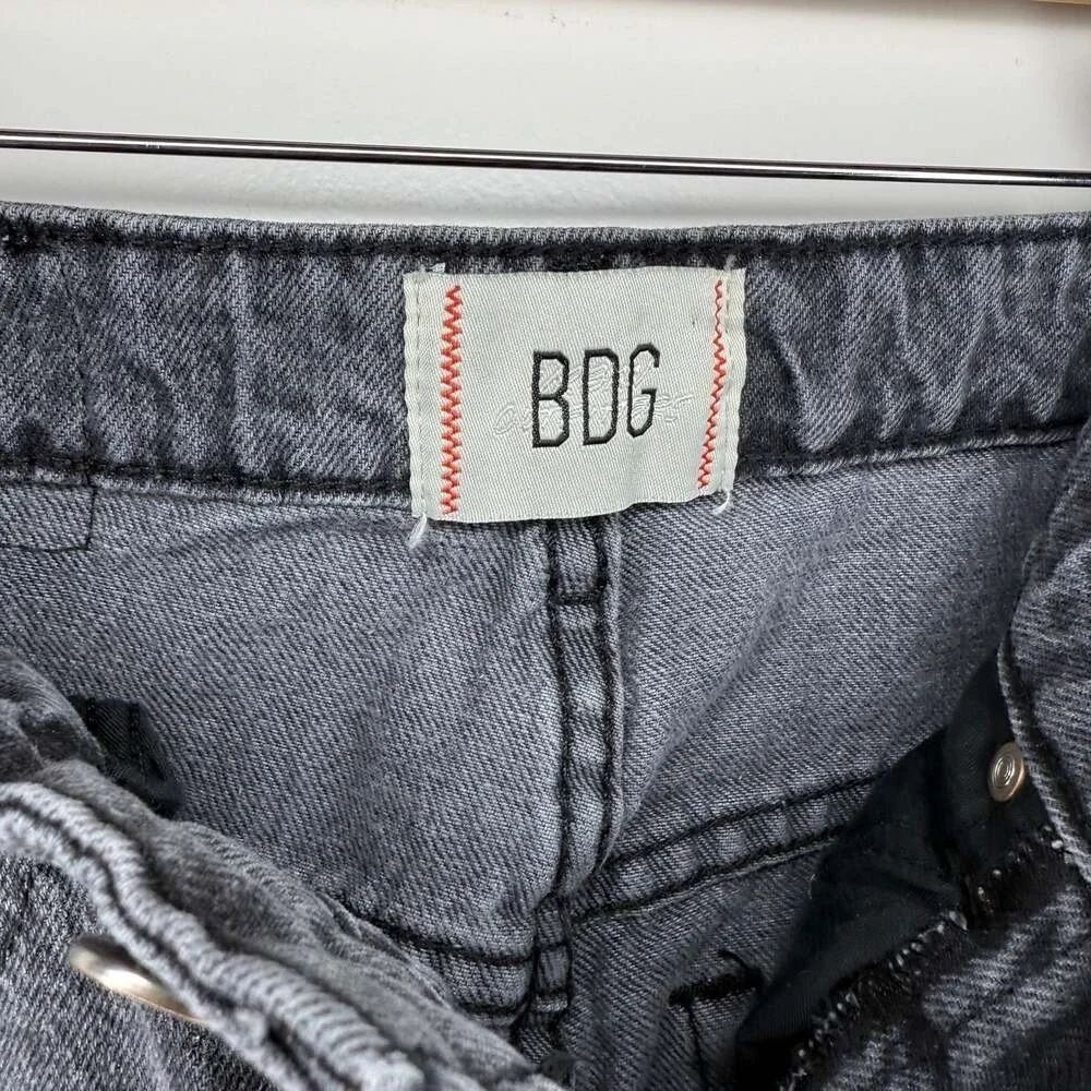 BDG Urban Outfitters Tapered Baggy Jeans Washed‎ Black High Rise Denim Womens 25